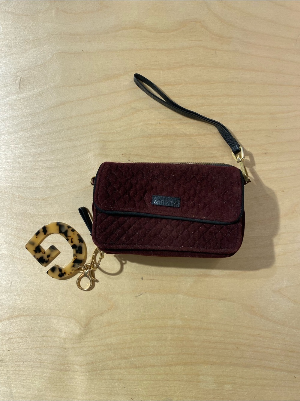 Vera Bradley Wristlet Crossbody Bag - Burgundy Quilted Design (RR)